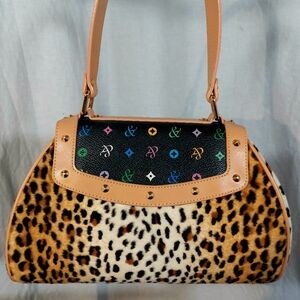 Unbranded designer inspired leopard print studded handbag, NWOT
